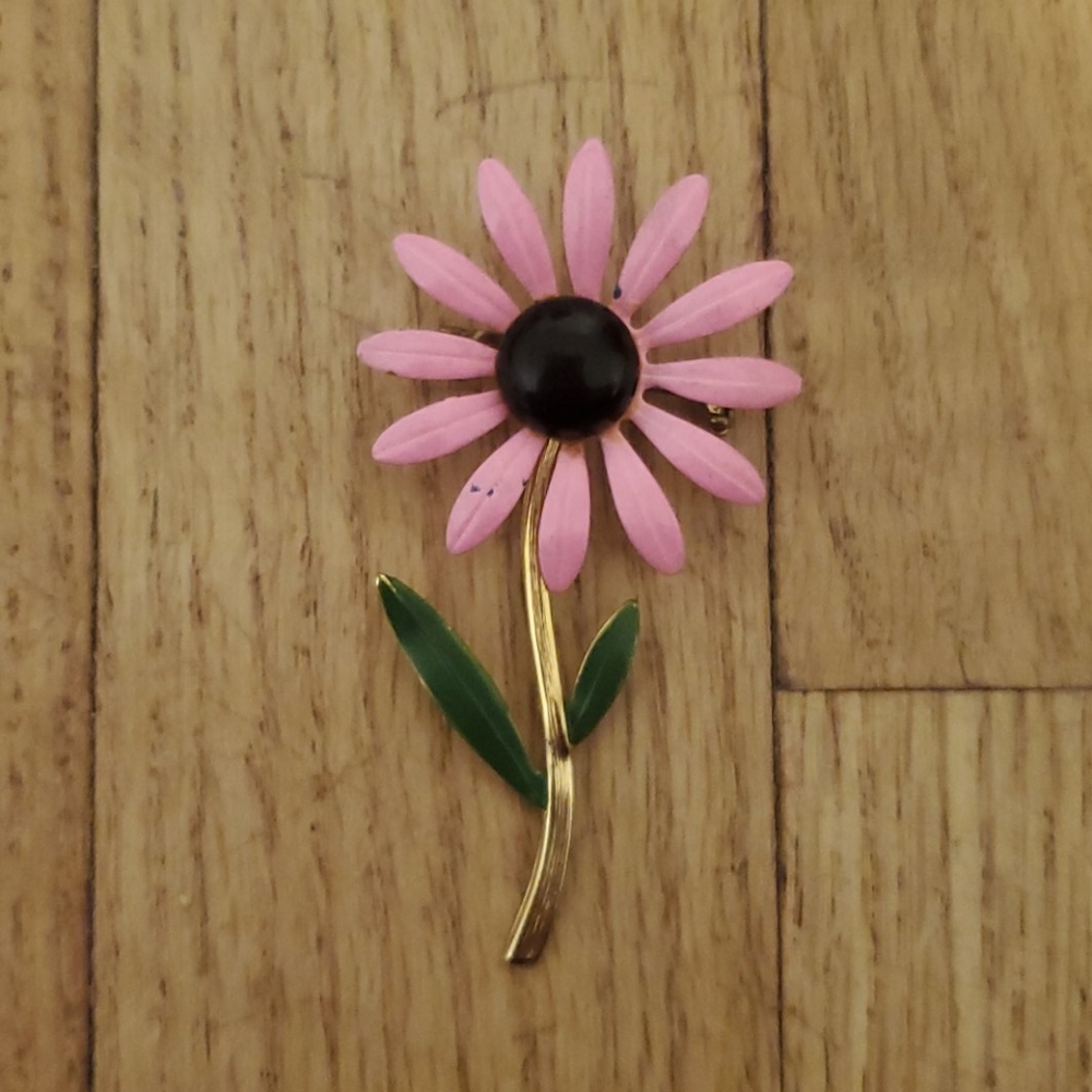 lot of 9 vintage enamel pin brooches flowers - Picture 9 of 10